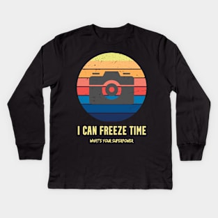 i can freeze time what's your superpower Kids Long Sleeve T-Shirt